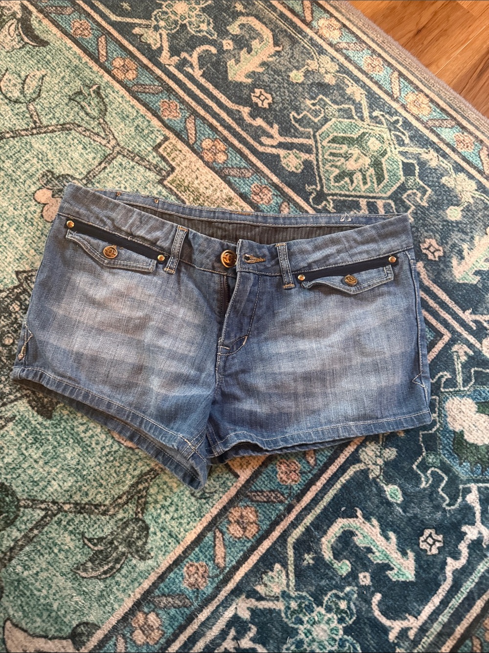 Marc Ecko Light Blue Low-Rise Denim Shorts